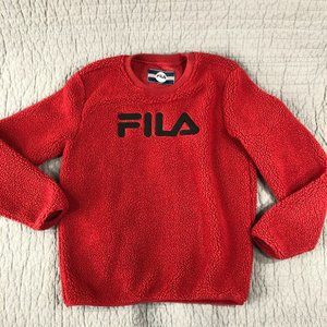 Fila Fleece Pullover Sweatshirt Women Large Red Embroidered Logo